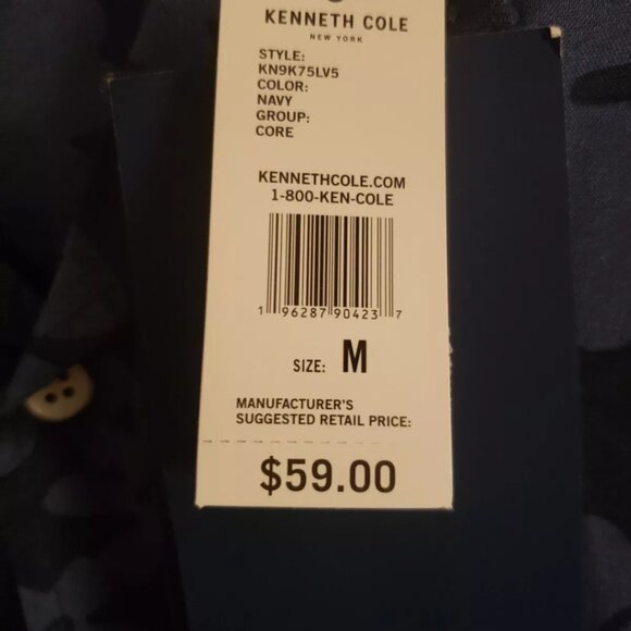 Kenneth Cole Men’s Short Sleeve Button-down Beachy Blue Floral Patterned Shirt - Picture 4 of 7